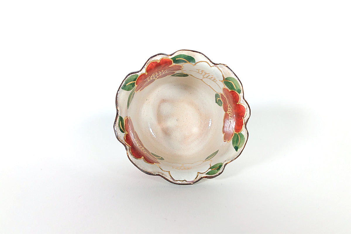 色絵乾山写 椿 小付