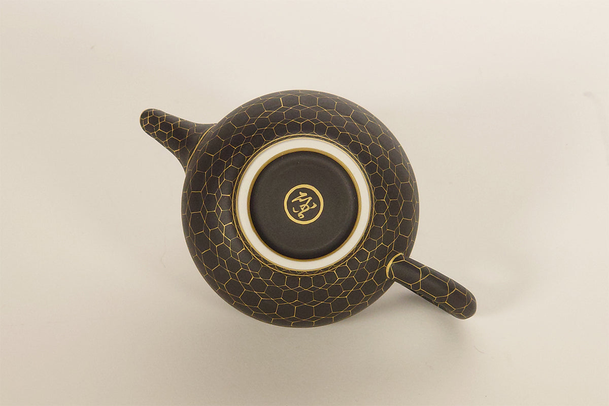 黒釉金彩亀甲紋 茶注