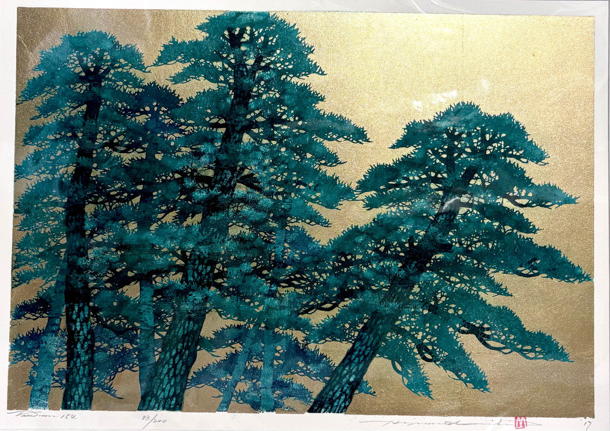 木版畫　TreeScene154　並木一